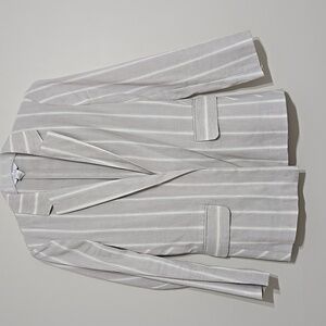 Calvin Klein Women's Light Striped Linen Blazer Size 2 beige and white
